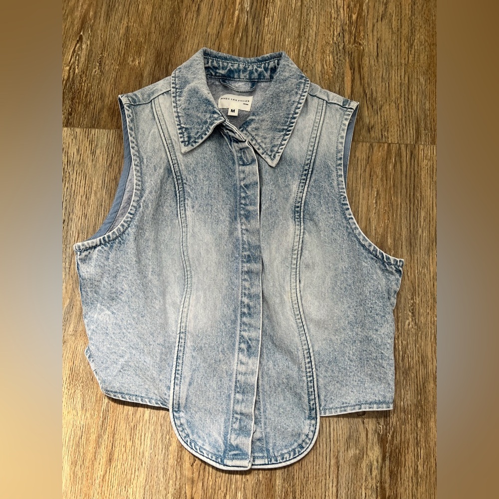 Avec Les Filles Denim Tuxedo Vest